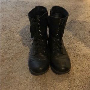 Faux leather combat boots